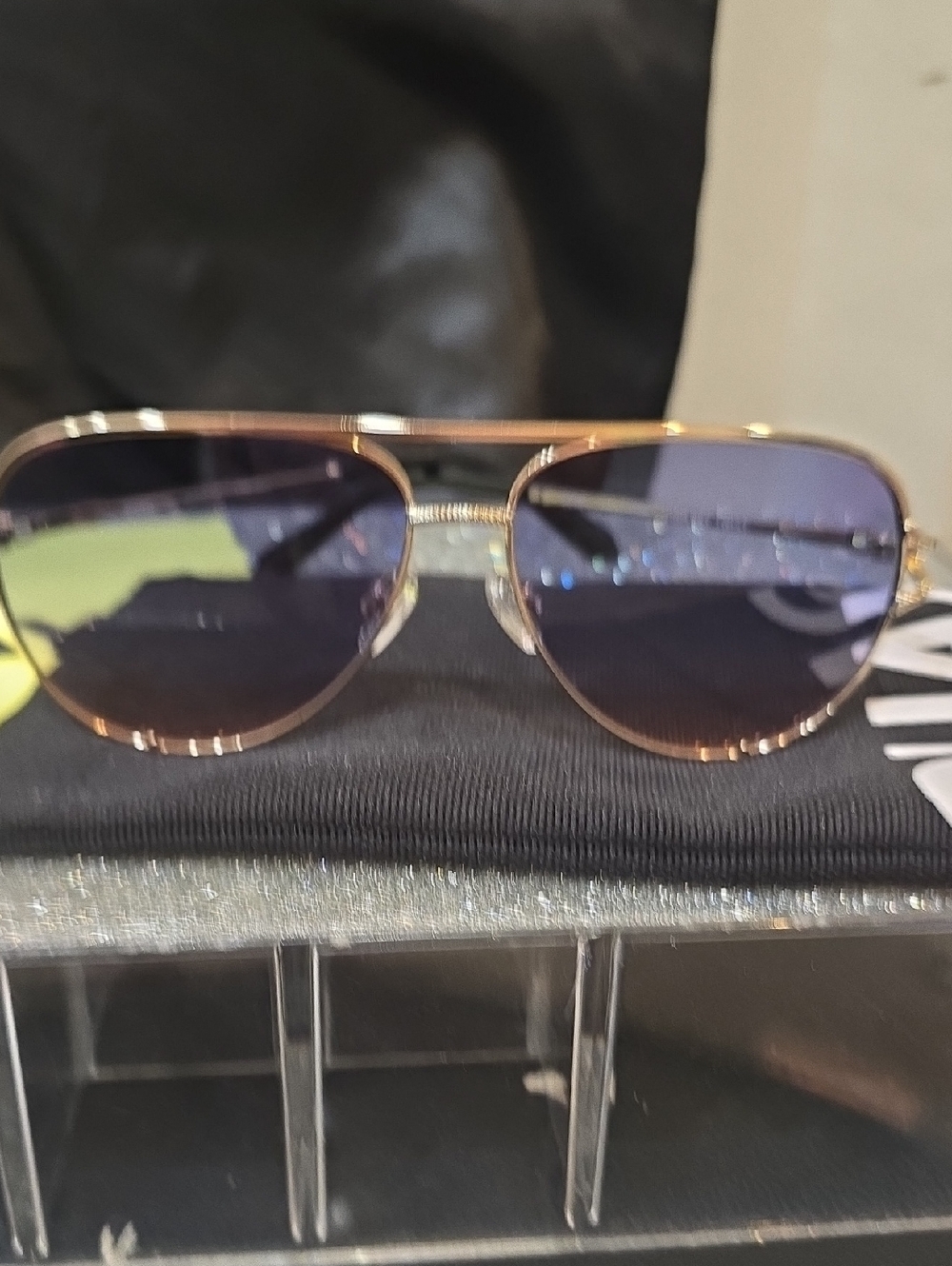 Quay Australia High Key Twist Large Aviator Sunglasses- Gold/Blue Rose - Picture 5 of 9